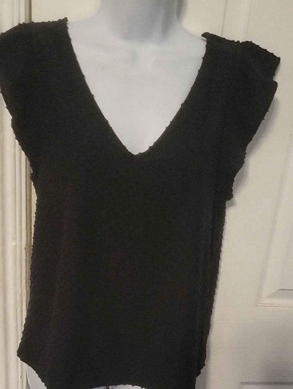 J. Crew Black Swedish Dot Short Ruffle Sleeve Top